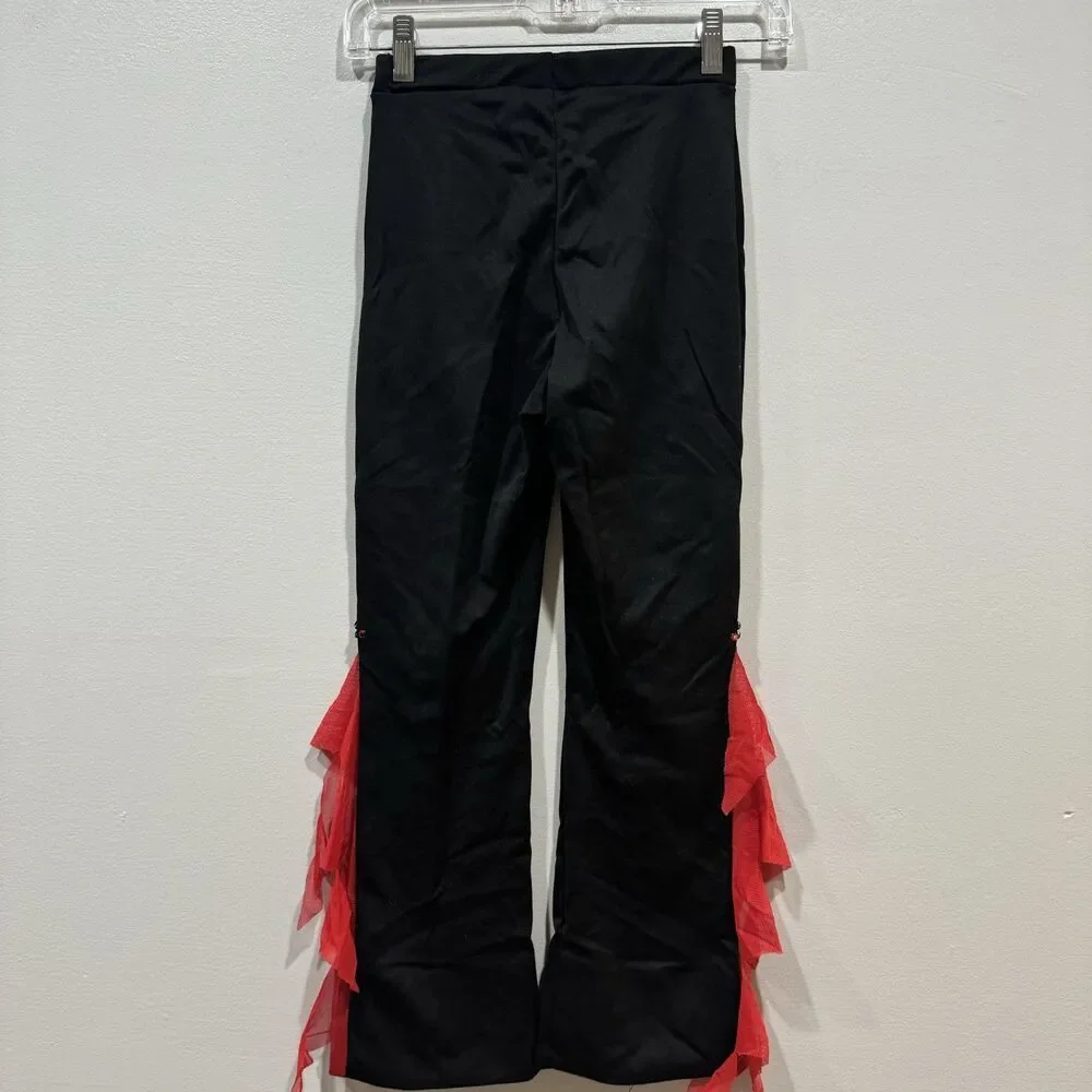 Vintage Curtain Call Costumes Red Sequin Ruffle Set Pants Top Dance Child Large
